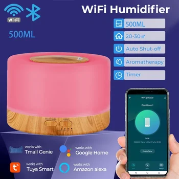 Tuya Smart Humidifier with Colorgul LED Light WiFi Aroma Diffuser Timer Wireless Control Work with Alexa Google Home Compatible 1