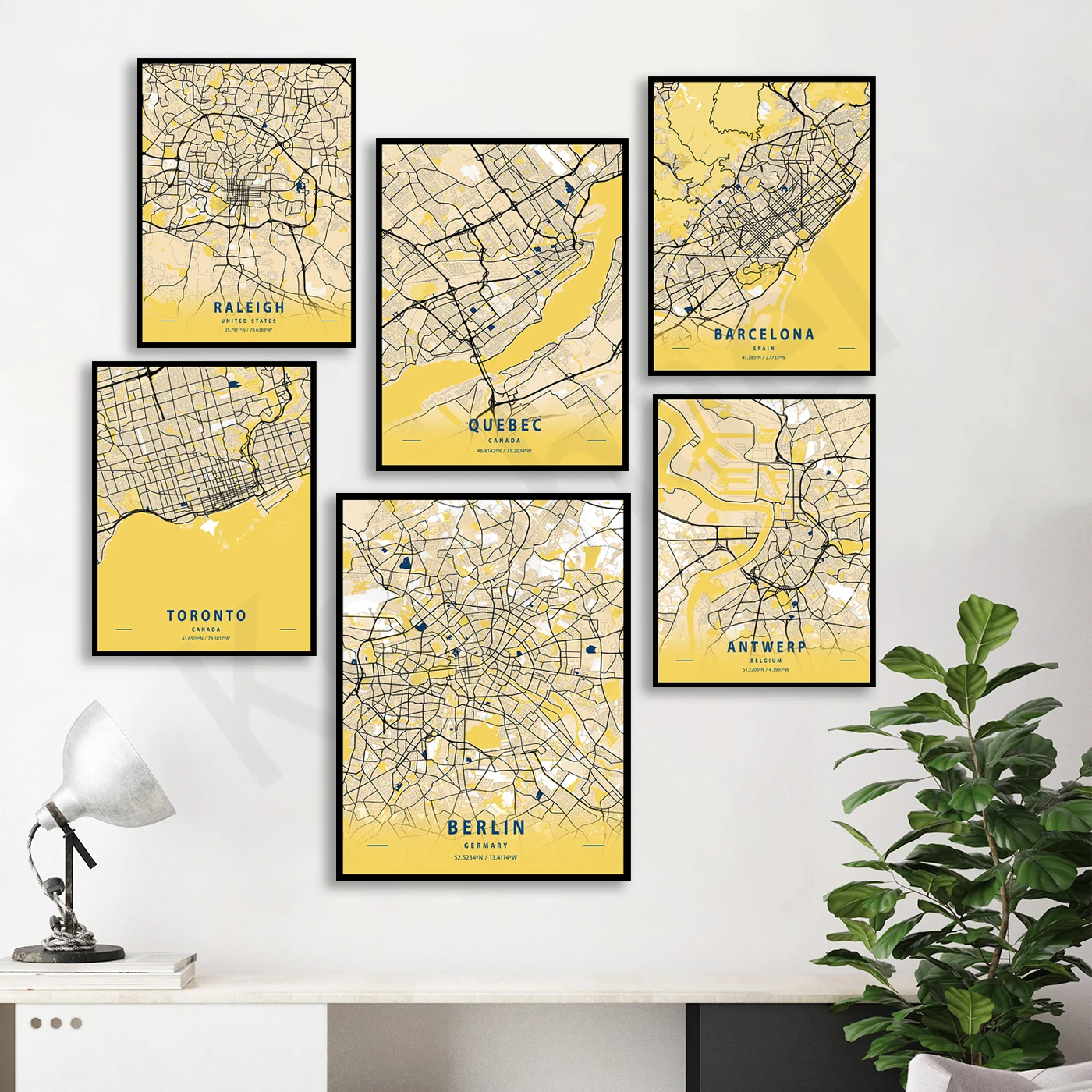 Berlino Raleigh Quebec Barcellona Bangkok Toronto Anversa Amsterdam Johannes Albuquerque Arlington Austin. Poster Della Mappa Dei Colori Della Città