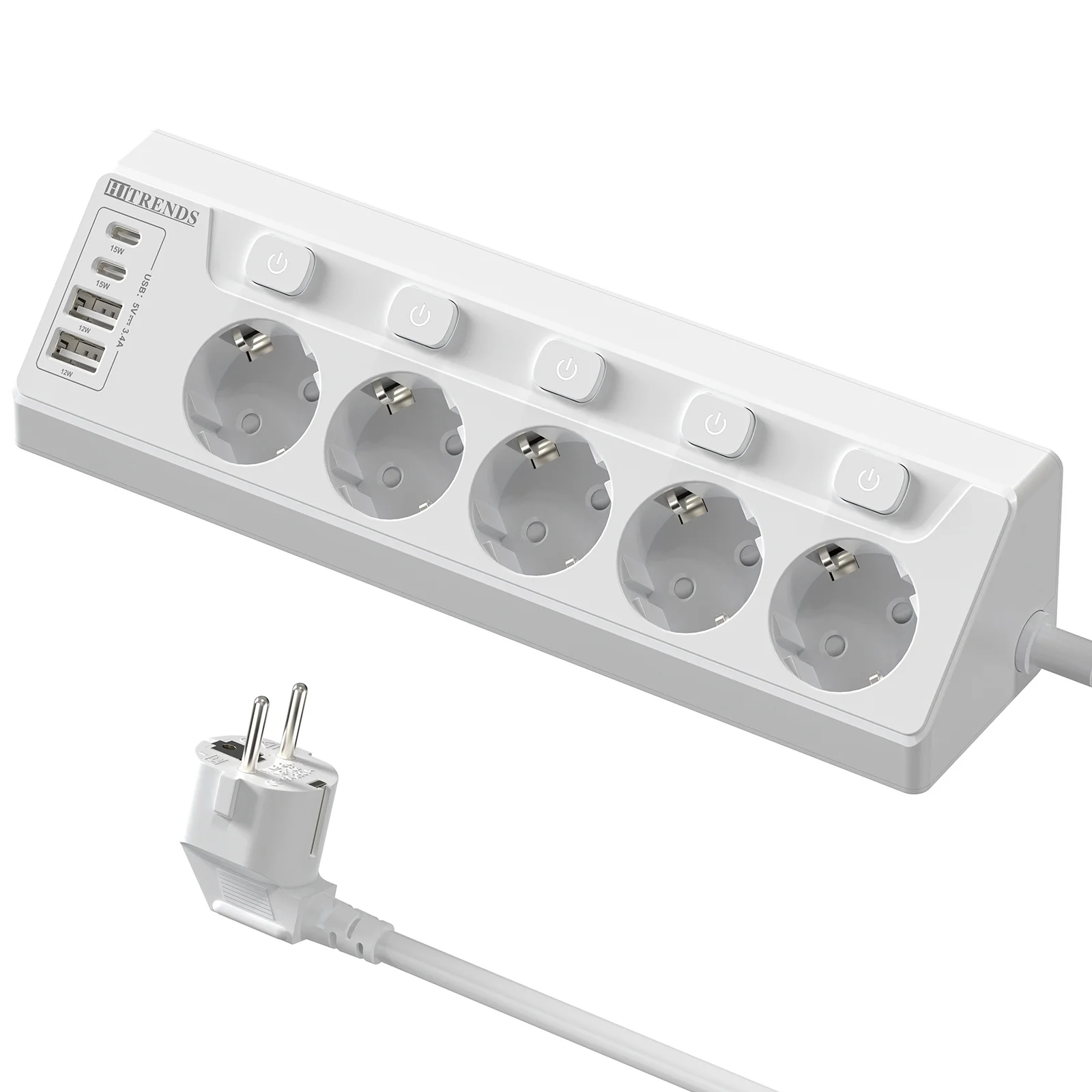 مقبس 9 في 1 متعدد الوظائف 5AC + 2USB + 2Type-C ترك...