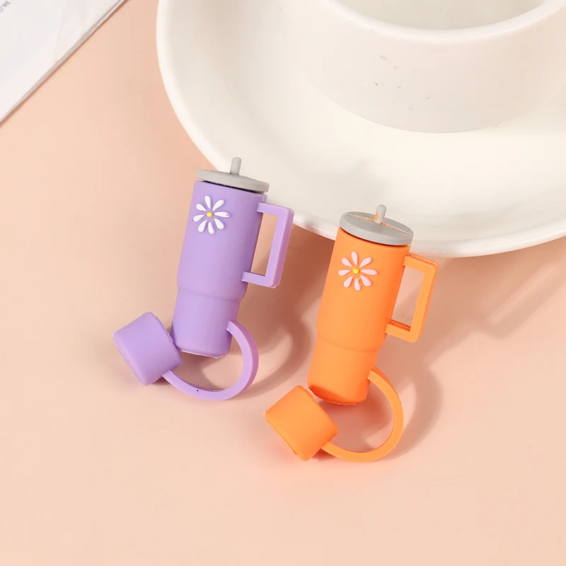 1Pc Cartoon Silicone Straw Stopper Cap Fit With Stanley Cup Tools Drinking Dust Cap Splash Proof Plugs It Glass Cup Decoration