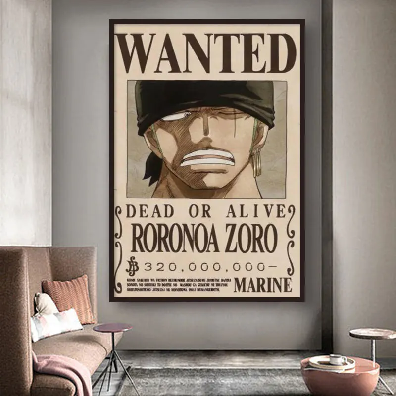 Póster one piece wanted poster luffy gear 5 nika Papel kraft vintage  Dormitorio Pared Pegatinas/Decoración De Fotos