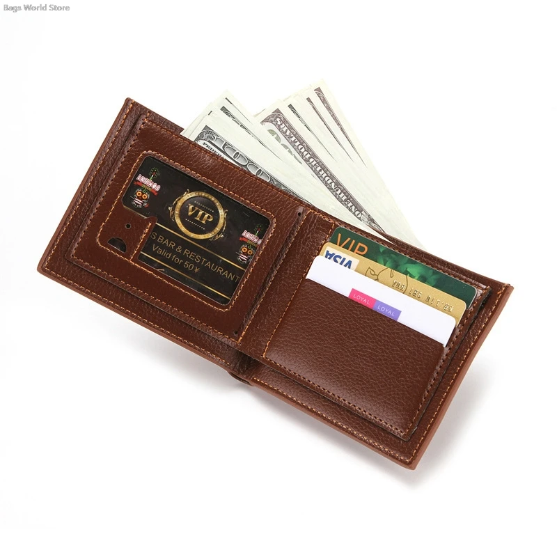 PU Leather Business Short Men's Wallet Coin Purse Ticket Holder Multi-functional Wallet Card Holder Imitation Pickup Card