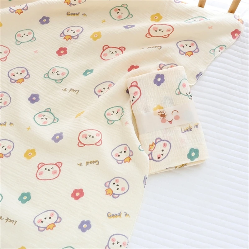 New Cartoon Cotton Gauze Baby Swaddle Blanket Double Layers Muslin Newborn Blanket Wrap Super Soft Boy Girl Bath Towel Stroller 5