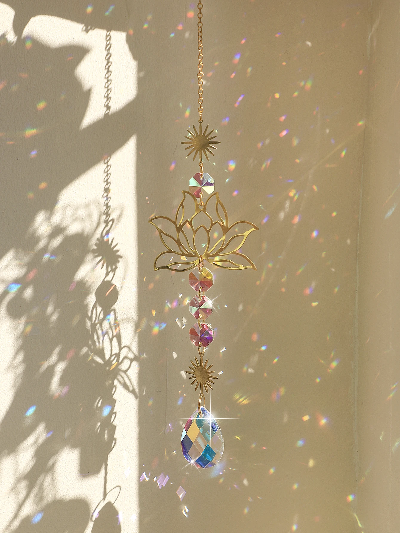 Lotus Crystal Sun Catcher Suncatcher Rainbow Maker Chakra Light Catcher Stained Glass Window Outdoor Garden Decoration crafts