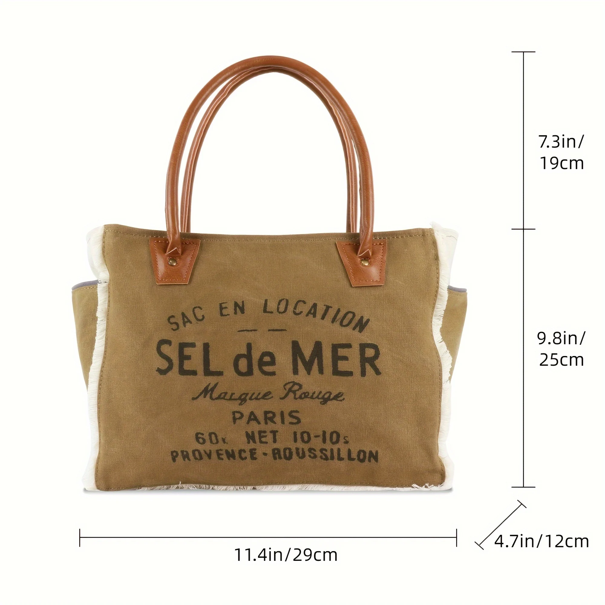 Vintage Bicycle Print Tote Bag - Upcycled Canvas With Genuine Leather Trim, Handcrafted & Unique - View #4