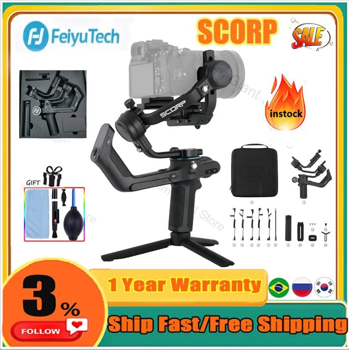 FeiyuTech Feiyu SCORP OLED Touch Screen Control 3-Axis Handheld Gimbal  Stabilizer for DSLR Mirrorless Camera Sony A7 shooting