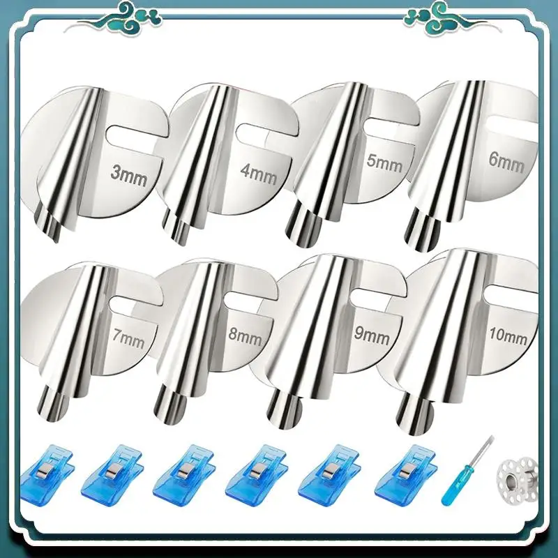 Upgraded Universal Sewing Rolled Hemmer Foot Set 8 Sizes Rolled Hem Presser Foot (3-10Mm) Wide Hem Foot, Fine Workmanship