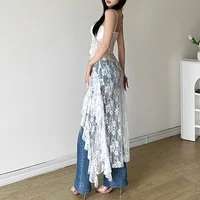 Women Dress Sexy Patchwork Mesh Strapless Irregular Waist Ruffled Split Black Dresses 2024 Fashion Night Party Vestidos - Image 4