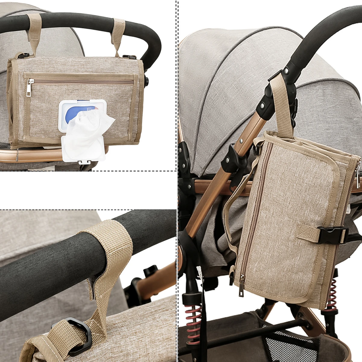 1pcs Baby Diaper Pads Outdoor Travel Folding Waterproof Diapers Shoulder Strap Wet Wipes Pocket