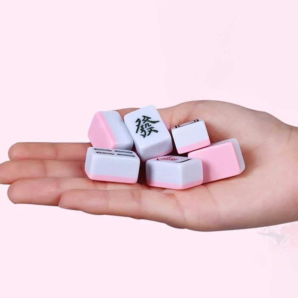 Portable Mini Mahjong Set Fall-Resistant  Logical Thinking Exercise Puzzle Board Game Chess and Cards Gift for Friends Family 4