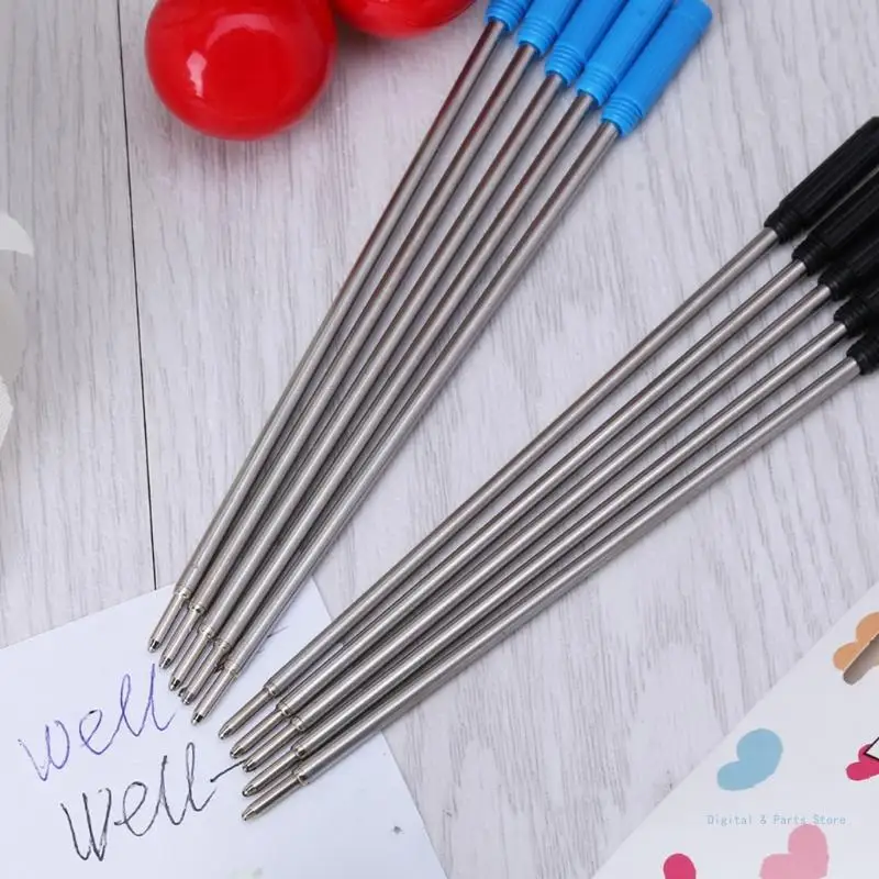 

M17F 10 Pieces Ballpoint Pen Refills Smooth Writing 0.5mm Tip Black/Blue Refills School Office Stationery Supplies