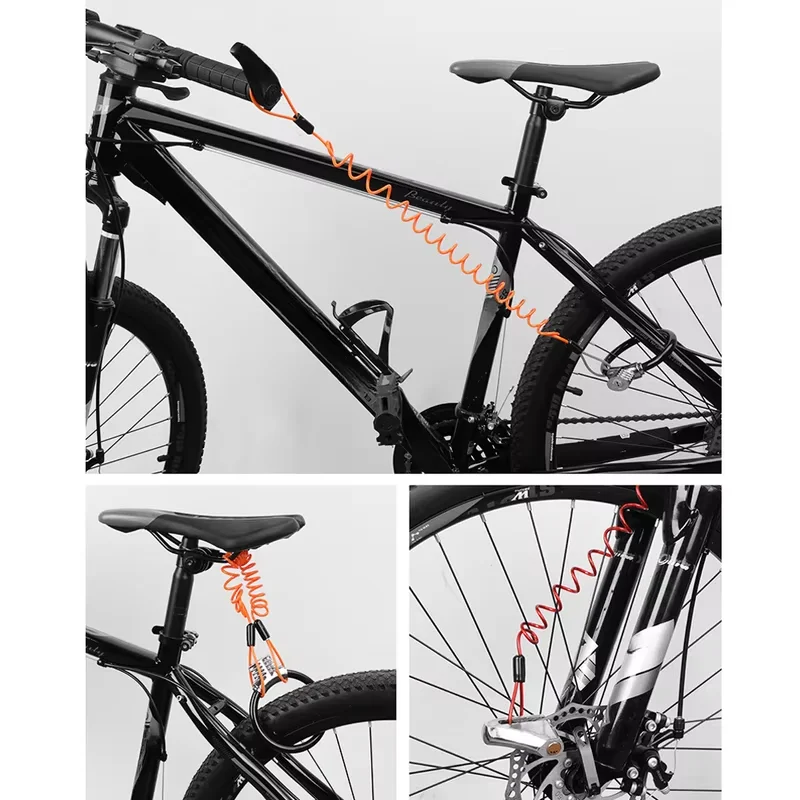 Bicycle Lock Bike Spring Cable Anti-Theft Rope Alarm Disc 120-150cm Motorcycle Theft Protection