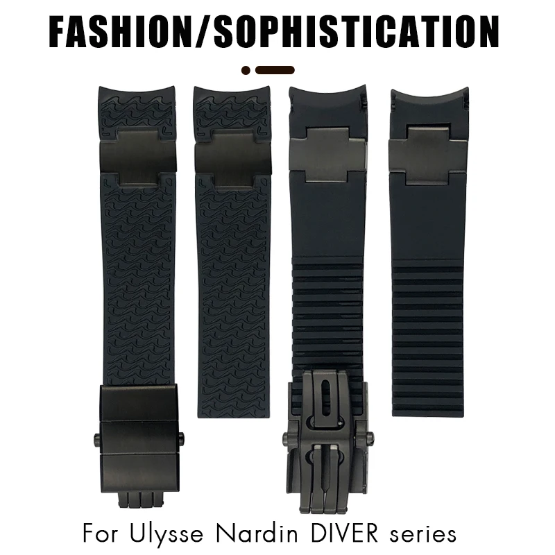22mm Rubber Silicone Watchband Fit for Ulysse Nardin 263 DIVER