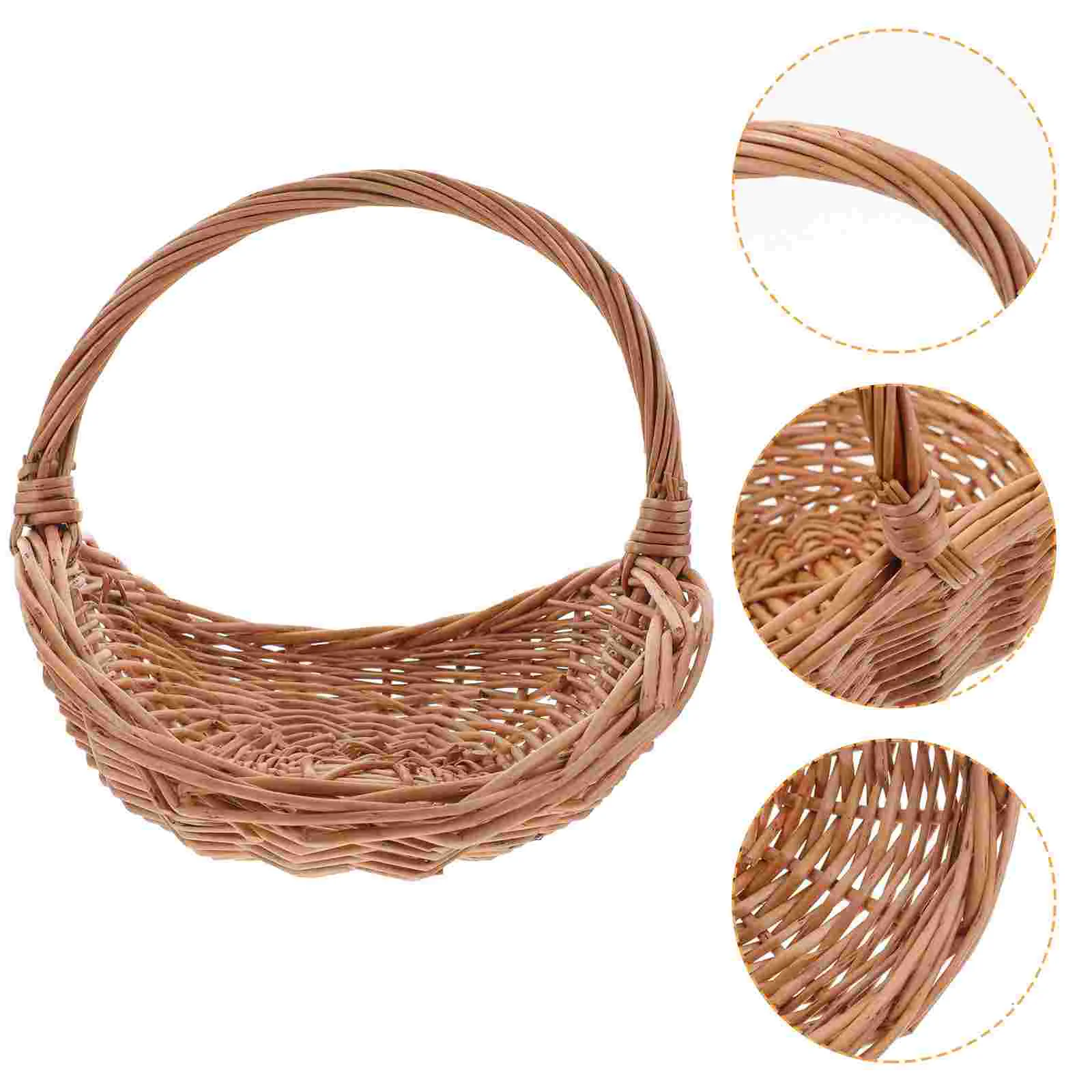 

Wicker Woven Basket Willow Gift Basket Fruit Picnic Easter Candy Serving Basket Handles Rattan Food Storage Basket Wedding