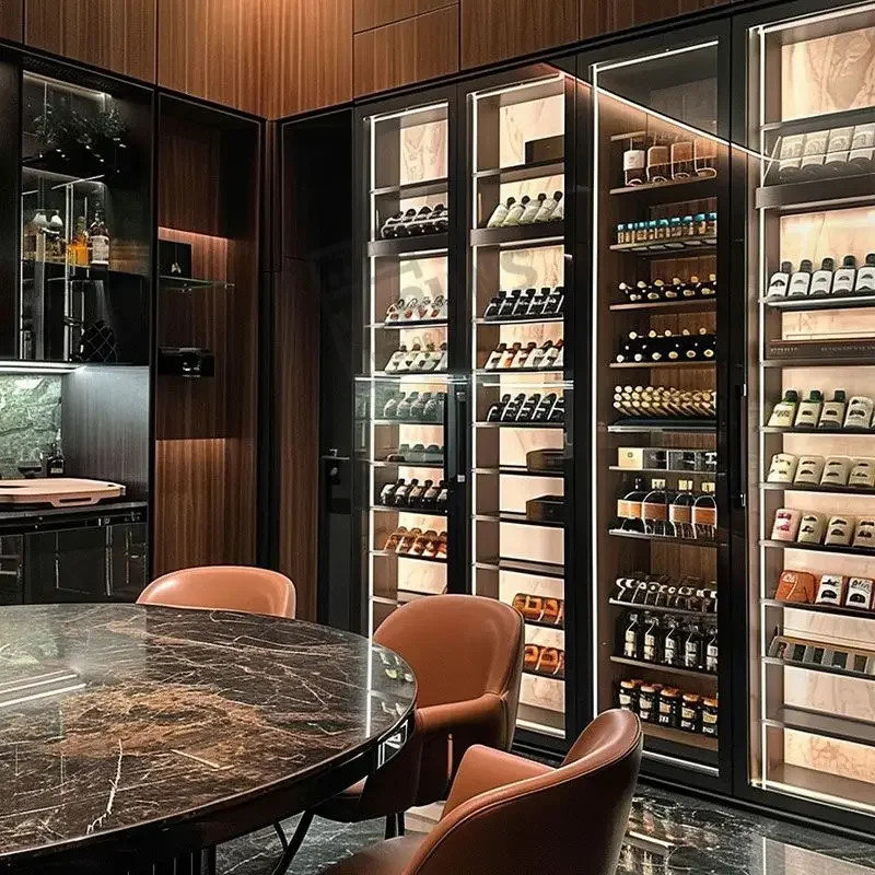 double glass door wine cabinet stainless steel wine storage display bar cabinet cellar