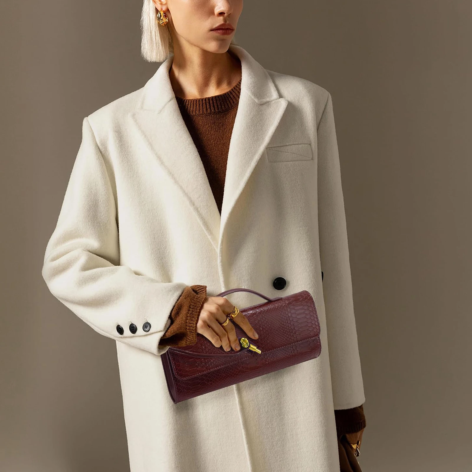 Women's Clutch Bag Purses for Women Leather Evening Handbags Shoulder Handbag Formal Satchel Crossbody Purse Party Bag - 6