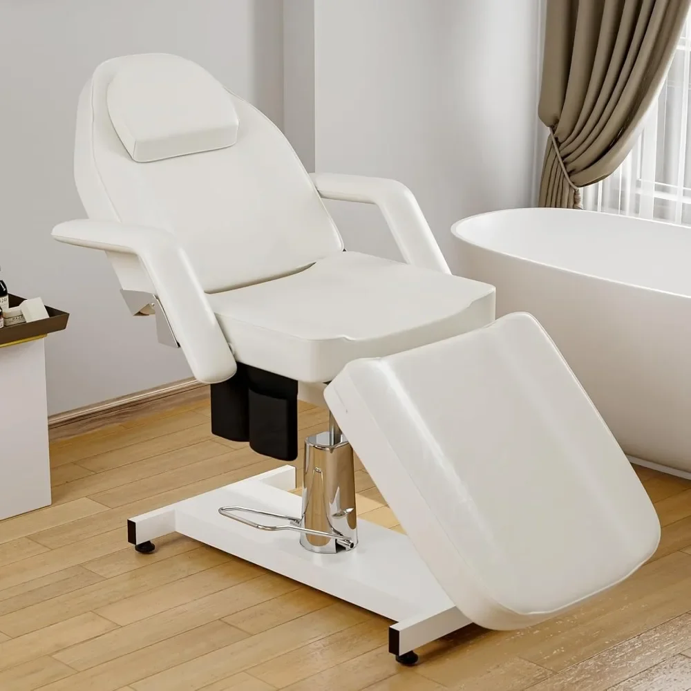Hydraulic Tattoo Chair for Client, 360° Swivel Massage Esthetician Table, Height Adjustable Lash Spa Bed with Storage Pocket