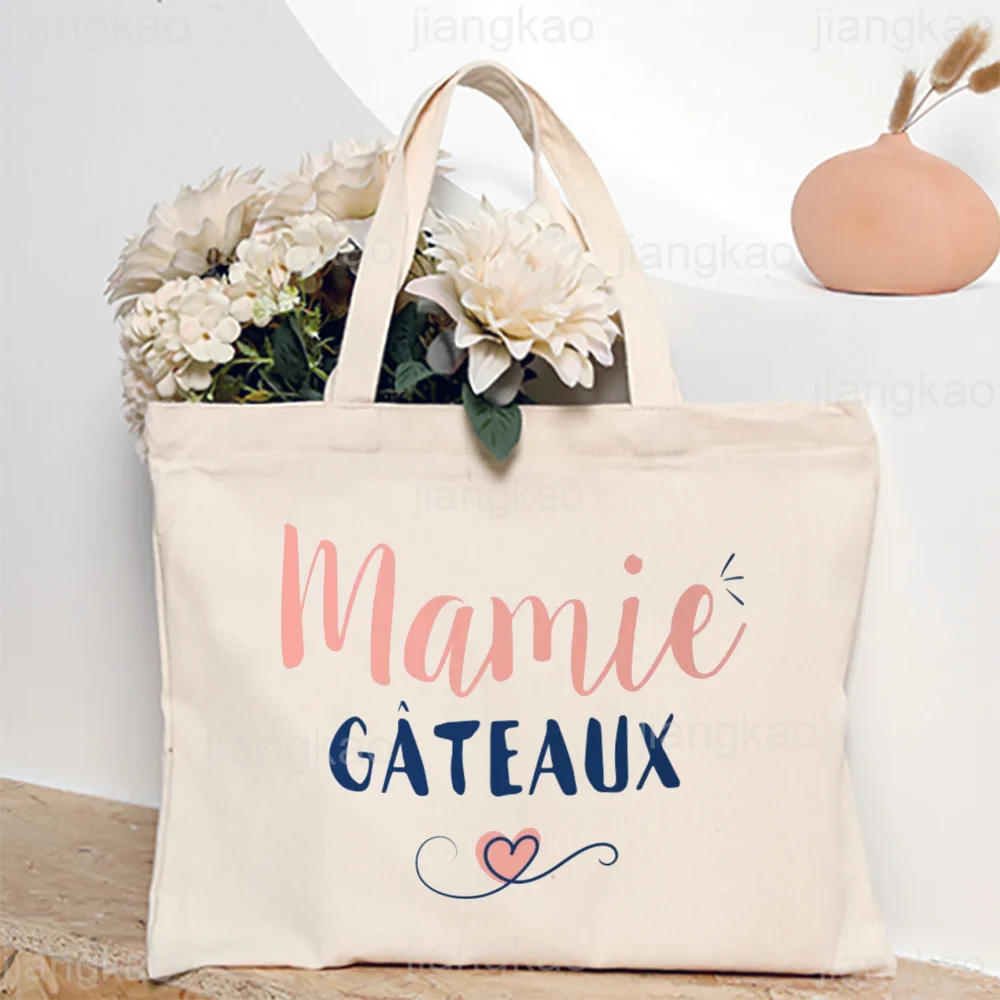 Thank You Grandma for All These Magical Moments Printed Women Tote Bag Canvas Shopping Bags Female Shoulder Bag Gift for Mamie 5