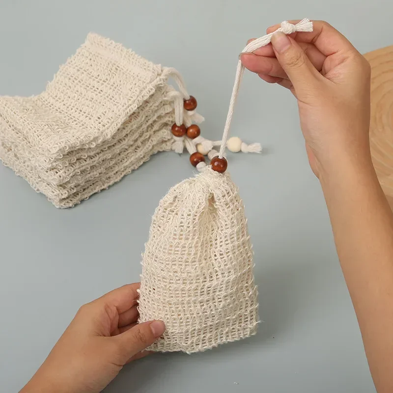 4/3pcs Natural Sisal Soap Bags Shower Bath Exfoliating Soap Saver Pouch Holder for Bath & Shower Use Soap Packaging Mesh Bags 3