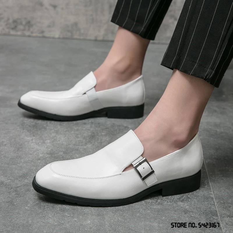 Zapatos Oxford sin cordones para Hombre, mocasines blancos negros, estilo británico, para boda, graduación, Homecoming, fiesta, novedad| | AliExpress