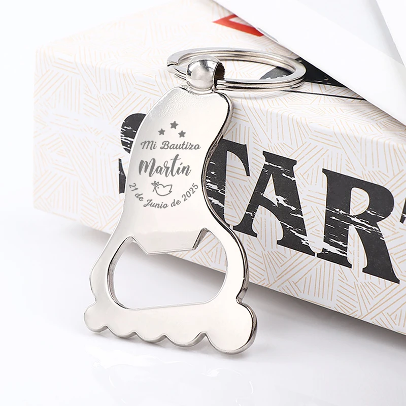 Baptism gifts for guests christening favors personalized foot shaped keychain bottle openers baby shower souvenirs beer bottle opener keychains