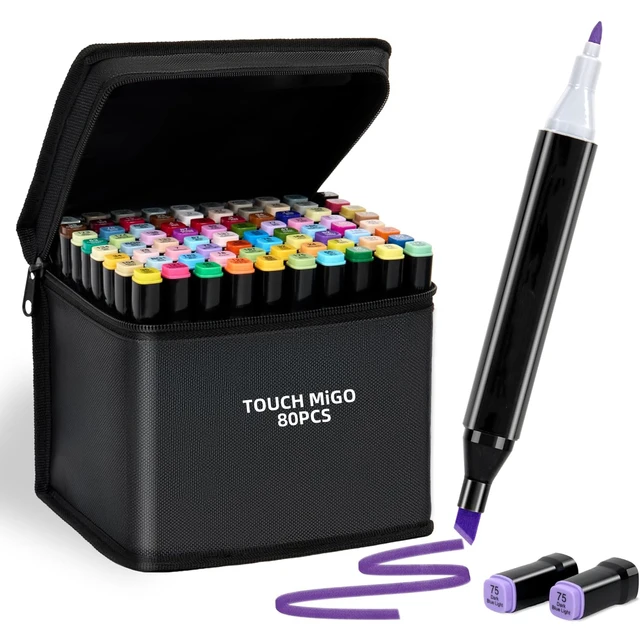 24-80 colori doppia testa pennarello artistico oleoso set disegno schizzi pennarelli a base di alcol graffiti manga materiale scolastico regalo 1