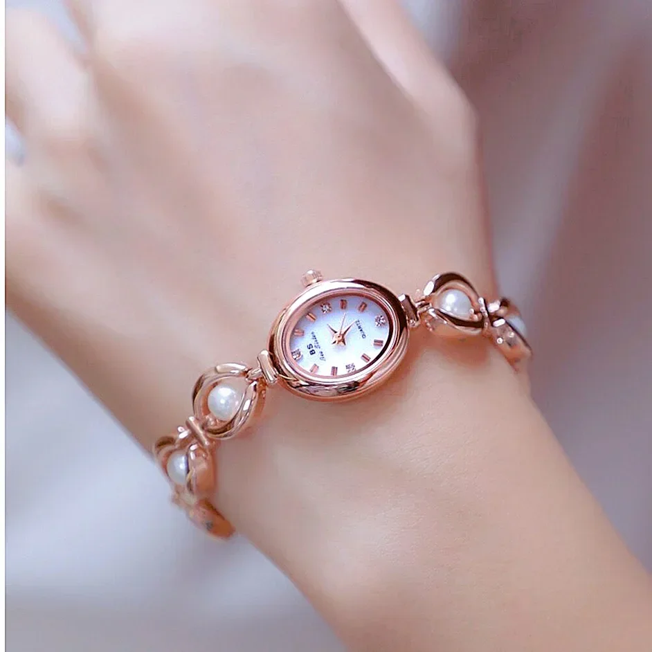 MAYZHISU Luxury Women's Watch Pearl Bracelet Women Watches Alloy Waterproof Business Quartz Wristwatches for Ladies Female Clock