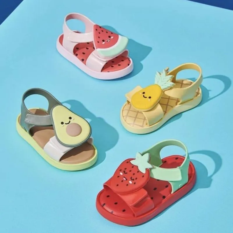 

Summer Mini Melissa Kids Shoes Jelly Shoes Avocado Children Fruit Sandals And Slippers Strawberry Decorative Slipper MN051