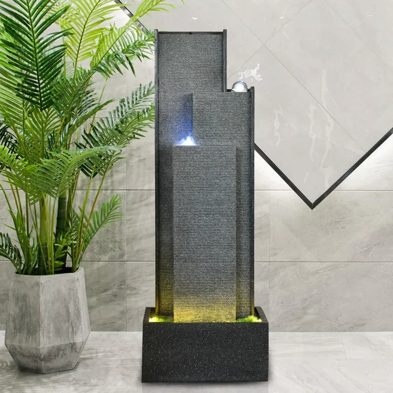 Modern simple flowing water wall fountain indoor circulating water landscape hotel curtain wall screen decorative ball