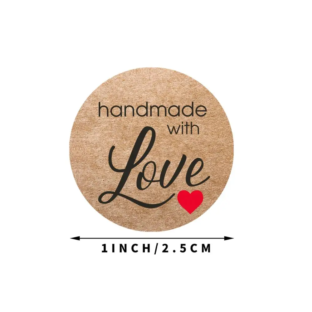 50-500 Pcs 1inch Round Natural Kraft Thank You Sticker Seal Labes Hand Made With Love Sticker Paper Stationery Sticke self adhesive stickers stationery stickers adhesive stickers kraft paper stickers thank you stickers