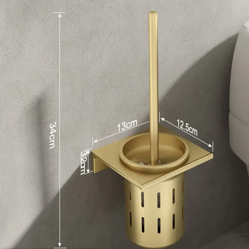 Bathroom Accessories Toilet Brush Set Toilet Brush Holder Toilet toilet brush set with no punching bathroom wall mounted space aluminum brushed gold cleaning