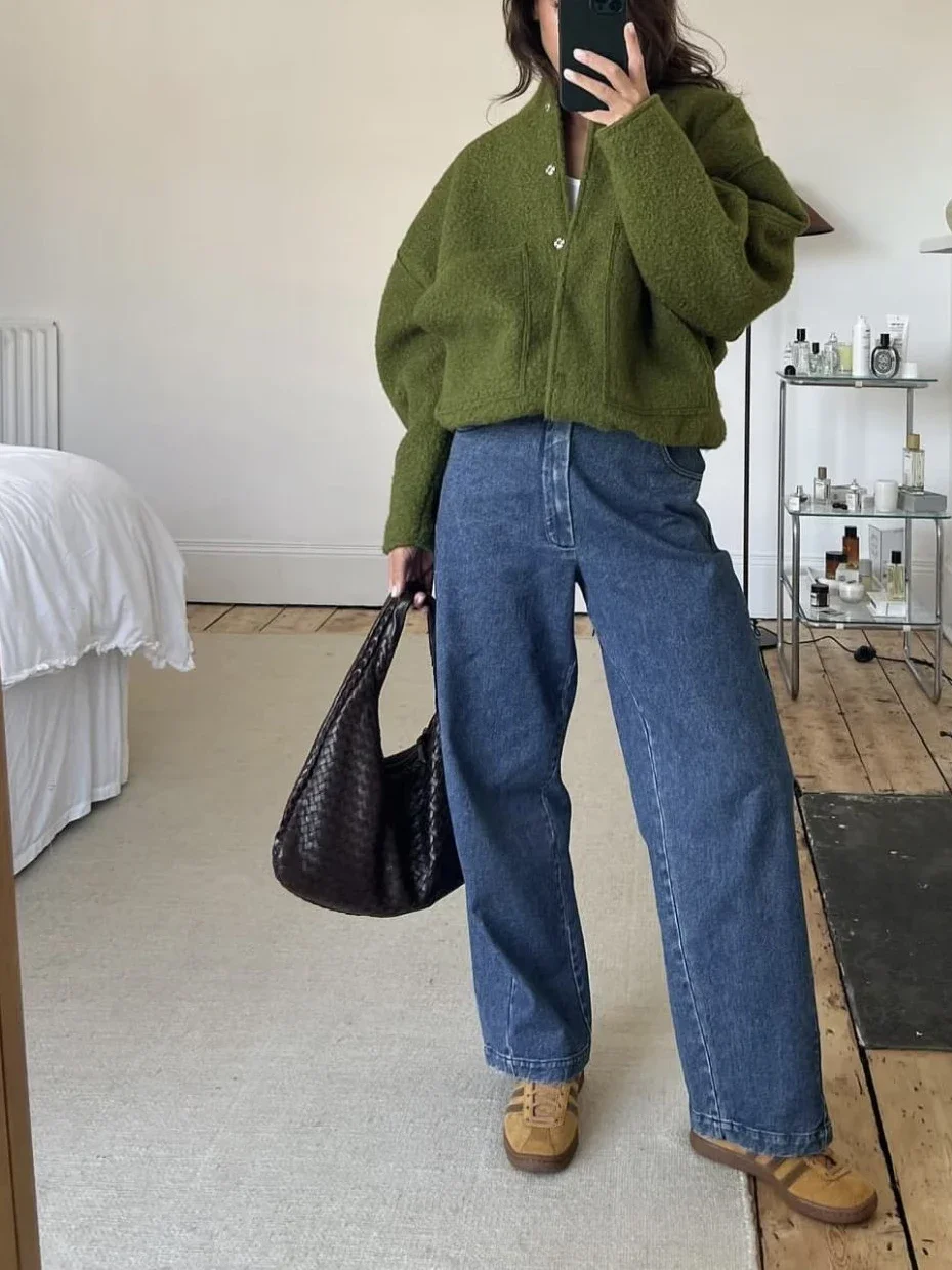Woman Fashion Loose Gray Warm Baseball Jacket 2024 Autumn Casual Oversized Bomber Jacket Girls Vintage Thick Warm Outwear 5