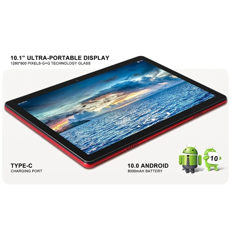 Android 10 Tablet PC 10.1 INCH 4GB RAM 64GB ROM UNISOC T310 Quad-Core Dual Camera 1280 X 800 Pixels 8000mAh Type-C