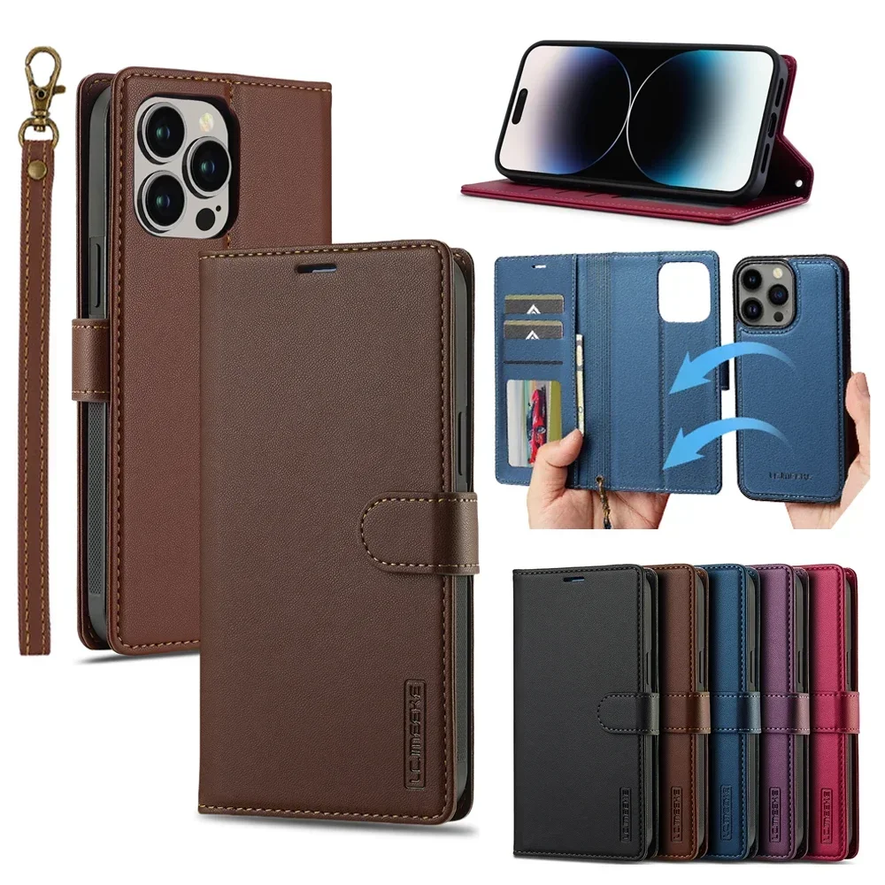 Deluxe 2-in-1 Removable Flip Leather Wallet Case with Magnetic Closure and Card Slot