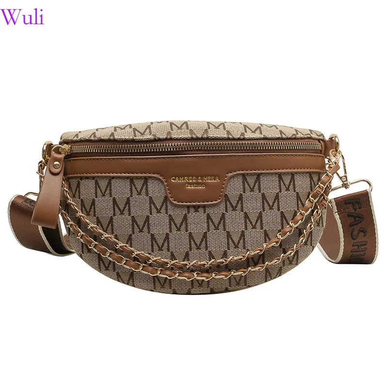 

Fashion Chain Female Waist Ladies Strap Crossbody Canvas phone bags cases Printed Letter Plaid Pattern Fanny Pack For Women