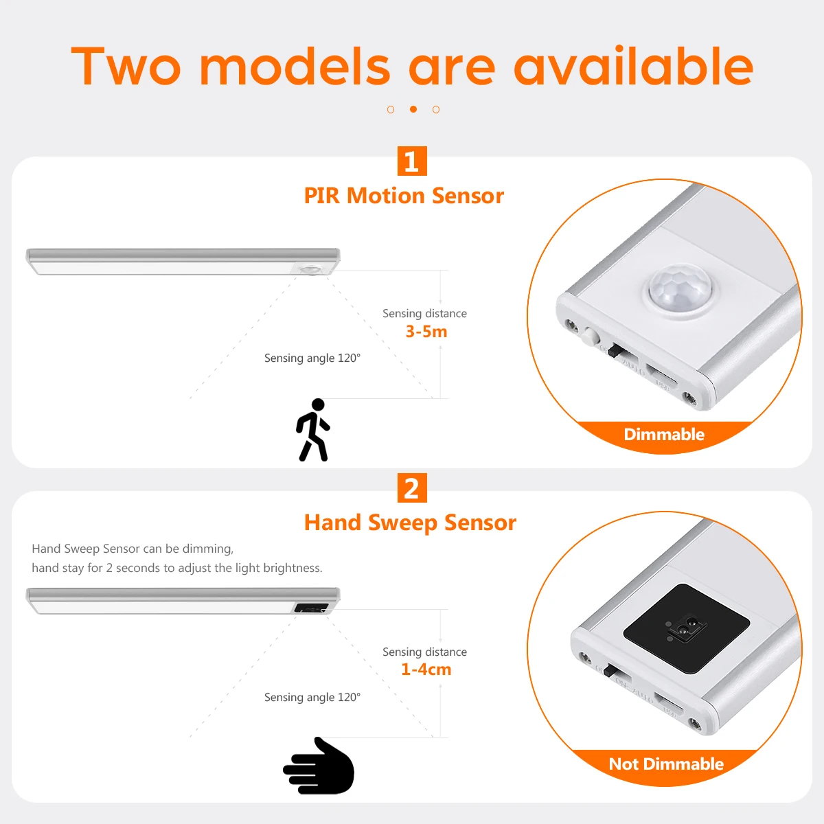 Ultra-thin USB LED Cabinet Light Hand Sweep / PIR Motion Sensor LED Rechargeable Aluminum kitchen Lamp Portable Night Lighting 3