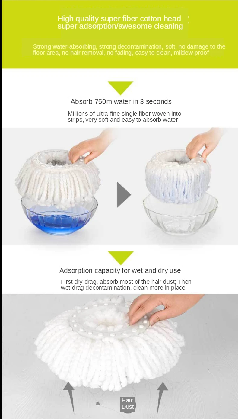 HT38718-BALAI . Serpillière Manuelle Et Seau Pour Système De Nettoyage Professionnel Des Sols De