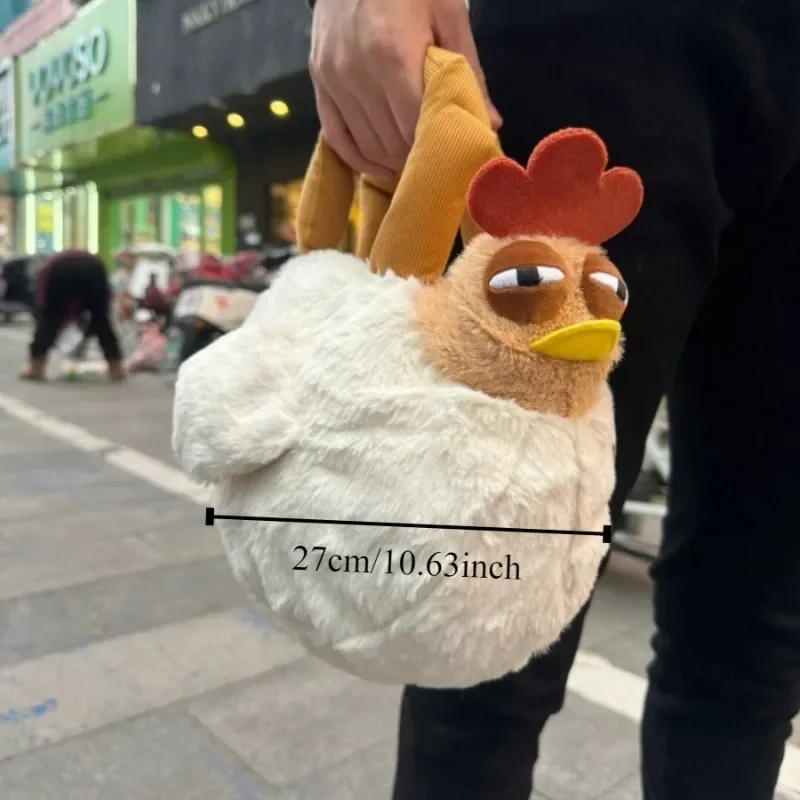 Fur Chicken Ugly Hen Shape Plush Toys Cute Handbag Kawaii Chicken Pendant Keychain Doll Satchel Purse for Women Home Slippers 3