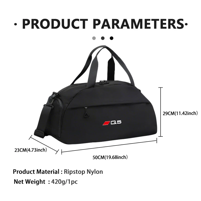 Borsa portaoggetti da viaggio con logo auto, custodie portatili per sport e fitness per Audi A6 A5 A1 S1 S3 S4 RS5 RS6 A7 A8 Q2 Q8 RS3 RS4 - immagine 6