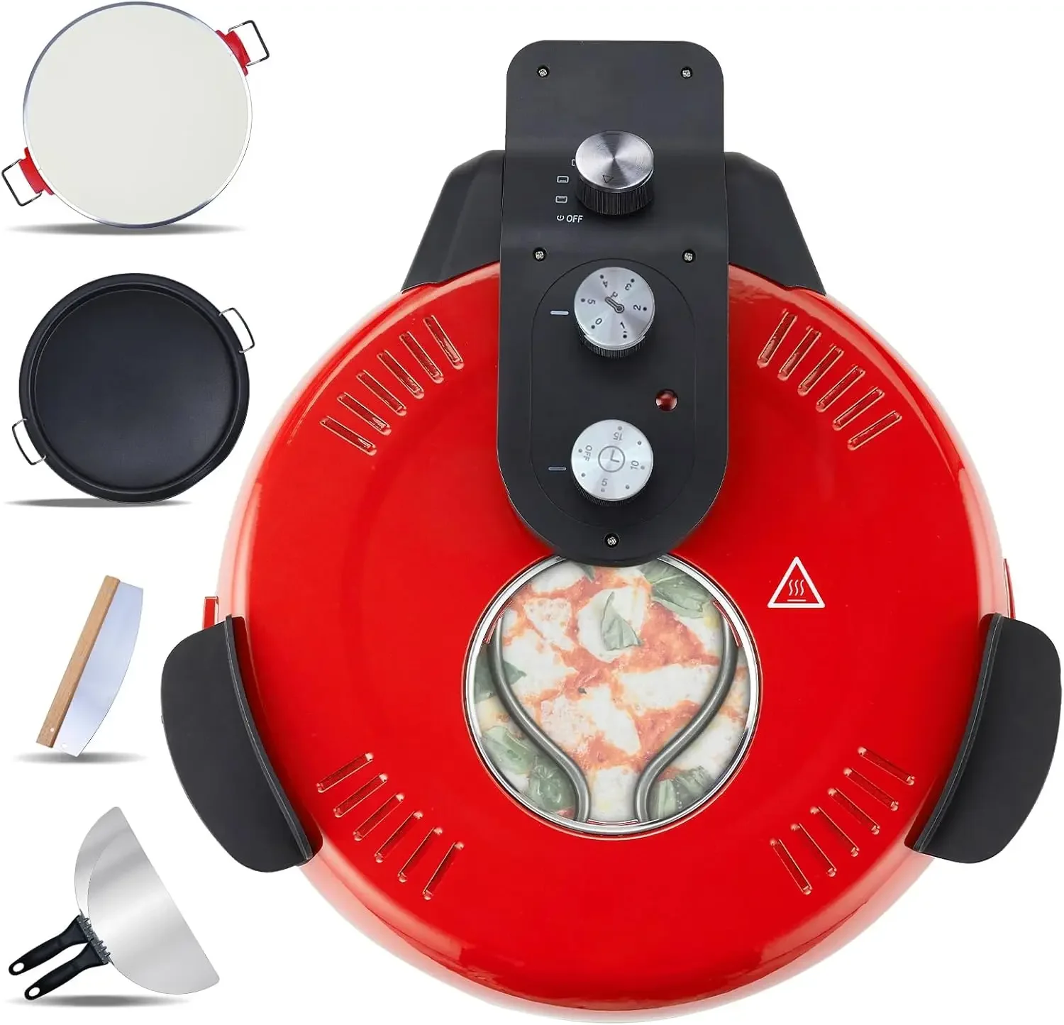 Davivy 16" Indoor Pizza Oven with Stone & Grill Pan, Large Electric Pizza Oven Countertop with Timer, Window, Make
