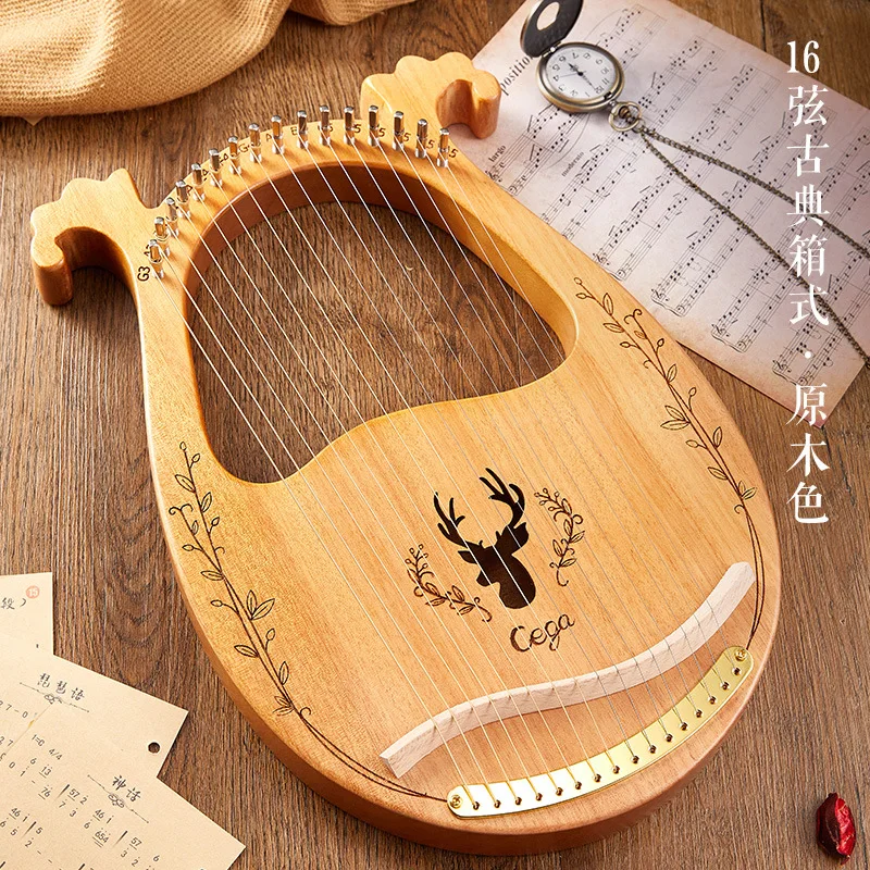 Wooden Mahogany Lyre Harp with Pickup Tuning Tools, Musical Instruments, Reindeer, 19 Strings, 16 Strings, 10 Strings