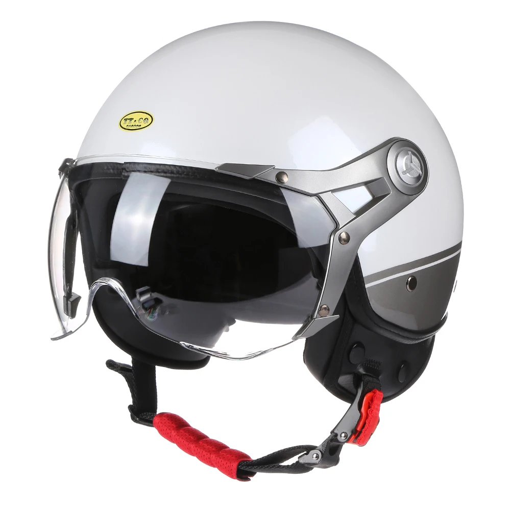 XL-21) Casco da moto retrò omologato DOT, casco 3/4 aperto, casco café