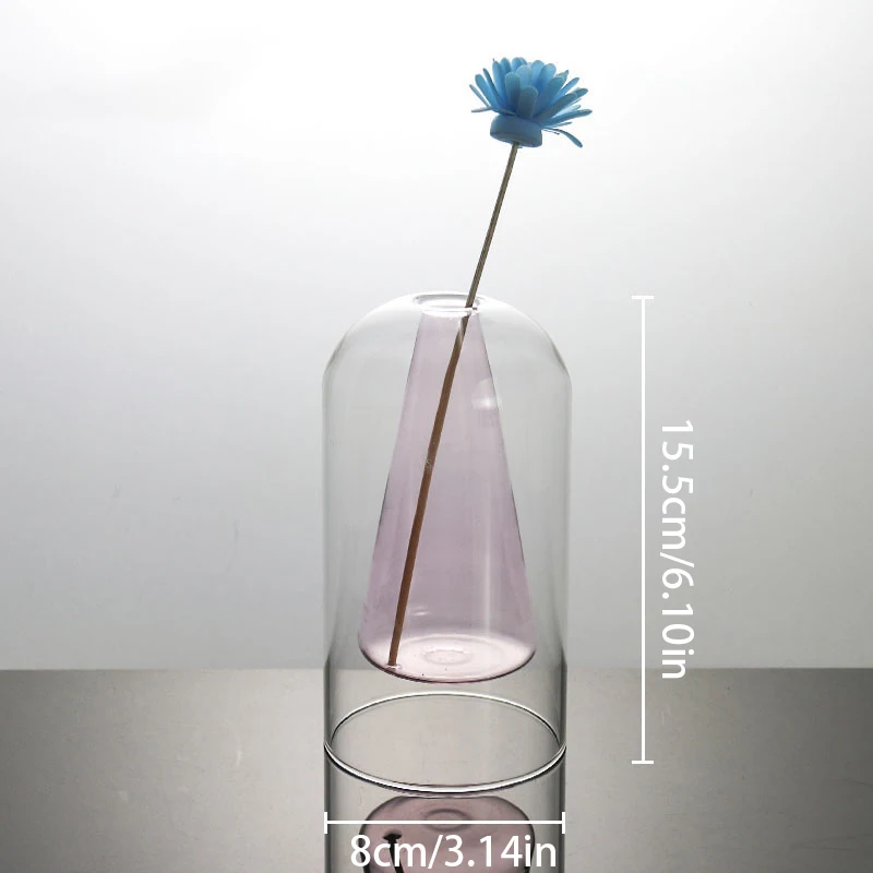 Wood scent diffuser aroma diffuser sticks Double Layer Transparent Aromatherapy Diffuser Bottle Hydroponics Plant Flower Pot Glass Essential Oil Organizers Containers