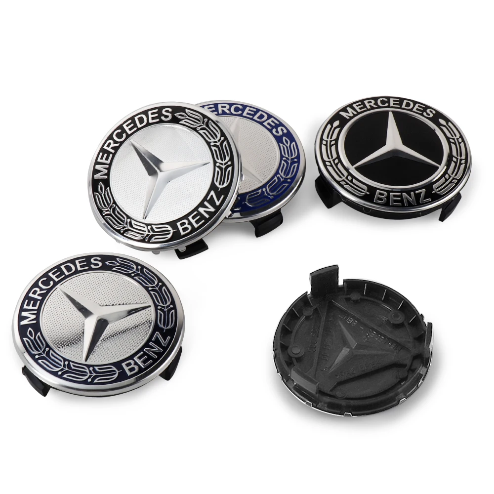 4개 75mm 자동차 휠 센터 허브 캡 커버 배지 액세서리 (메르세데스 벤츠 B/C/E/S 클래스 A 클래스 C200L GLC GLK CLA GLA GLE GL 용)