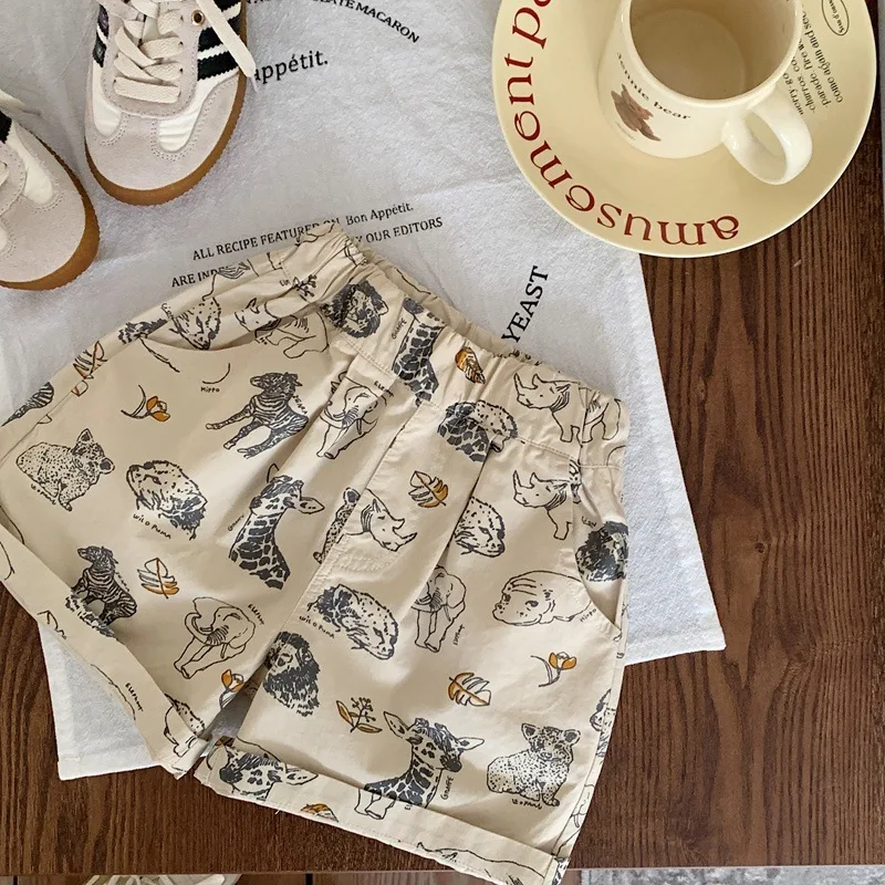 Children Summer Shorts Kids Boy Full Cartoon Printed Casual Loose Pants Girl Fashion Cotton Bottom Shorts 80-120CM kids shorts