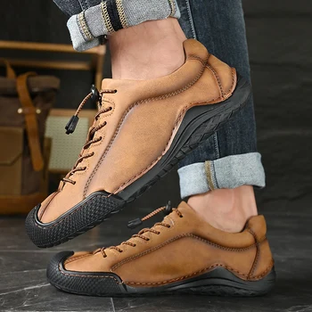 Scarpe Oxford da uomo di vendita calde Europa America Scarpe sportive da uomo blu alla moda per il tempo libero Scarpe da trekking in pelle di alta qualità antiscivolo 1