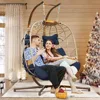 Double Egg Chairs for Outside Navy 2 Person Egg Swing Chair with Stand Oversized Swing Chair,  Hammocks 3