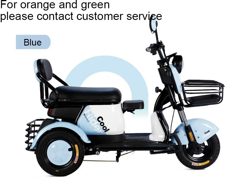 thumbnail image 1 of Triciclo eléctrico de 600 W, 60 V, 20 Ah, con motor dual, faro LED, neumáticos de vacío, 1 of 5