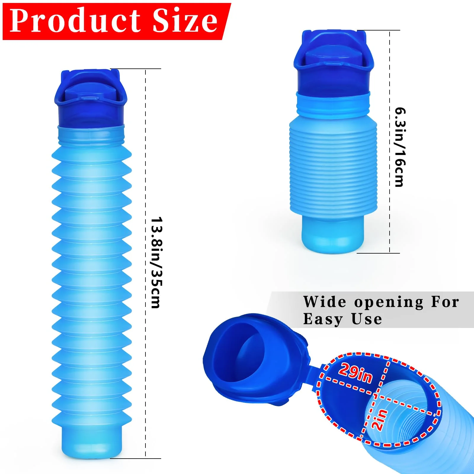 남성용 소변병, 접이식 소변병, 일회용 교체용 백 포함, 남녀공용 차량용 소변병, 750ml, 누수 방지
