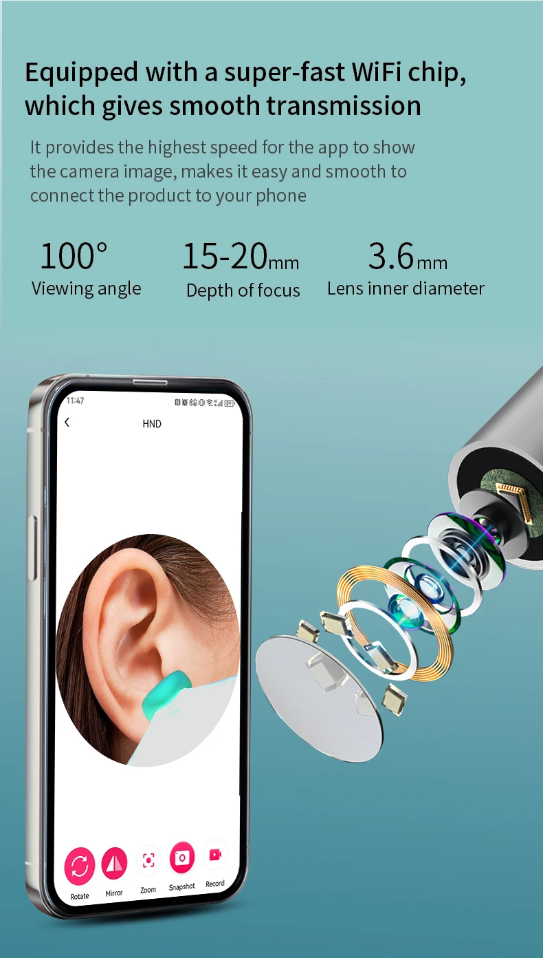 Ohrenreiniger mit Kamera WLAN & LED – 1296P USB-C